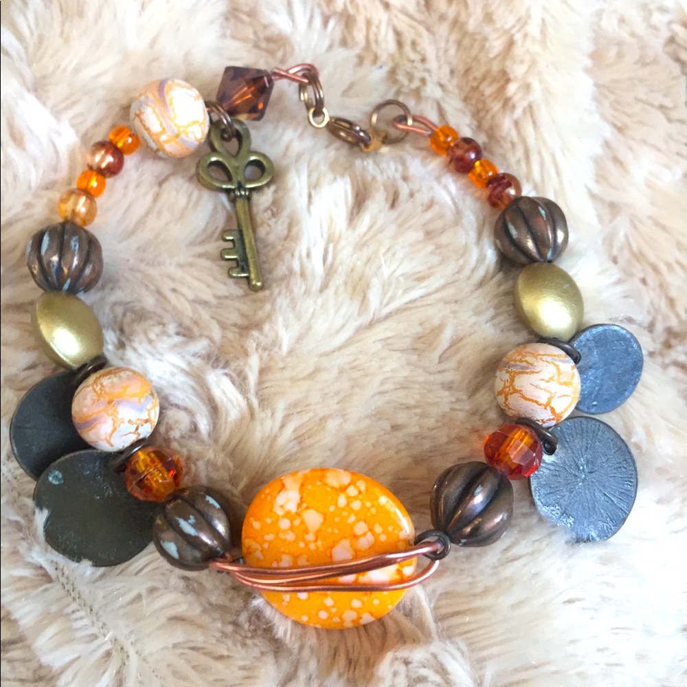 Handcrafted Antiqueish Bracelet w/Charms